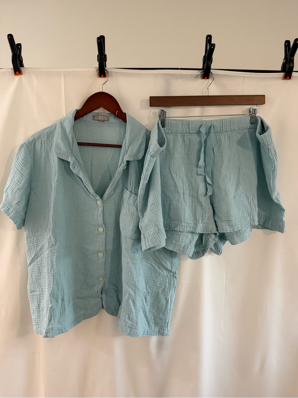 J. Crew Aqua Cotton Gauze High-Waist Lounge Shorts
